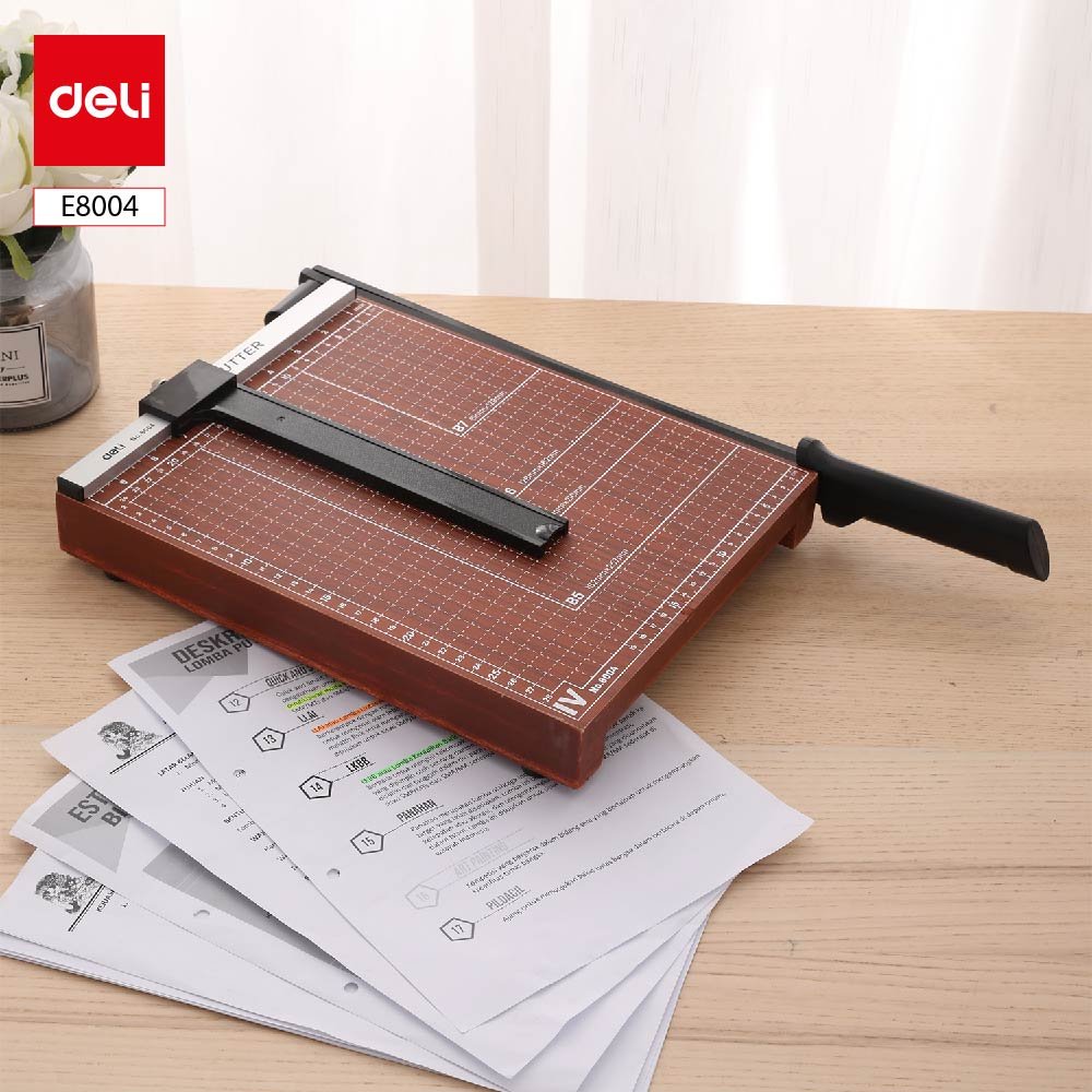 ديلي مقطع ورق سكين معدن - طبلية قياس A4 - مقبض وقفل حماية - بني - E8004